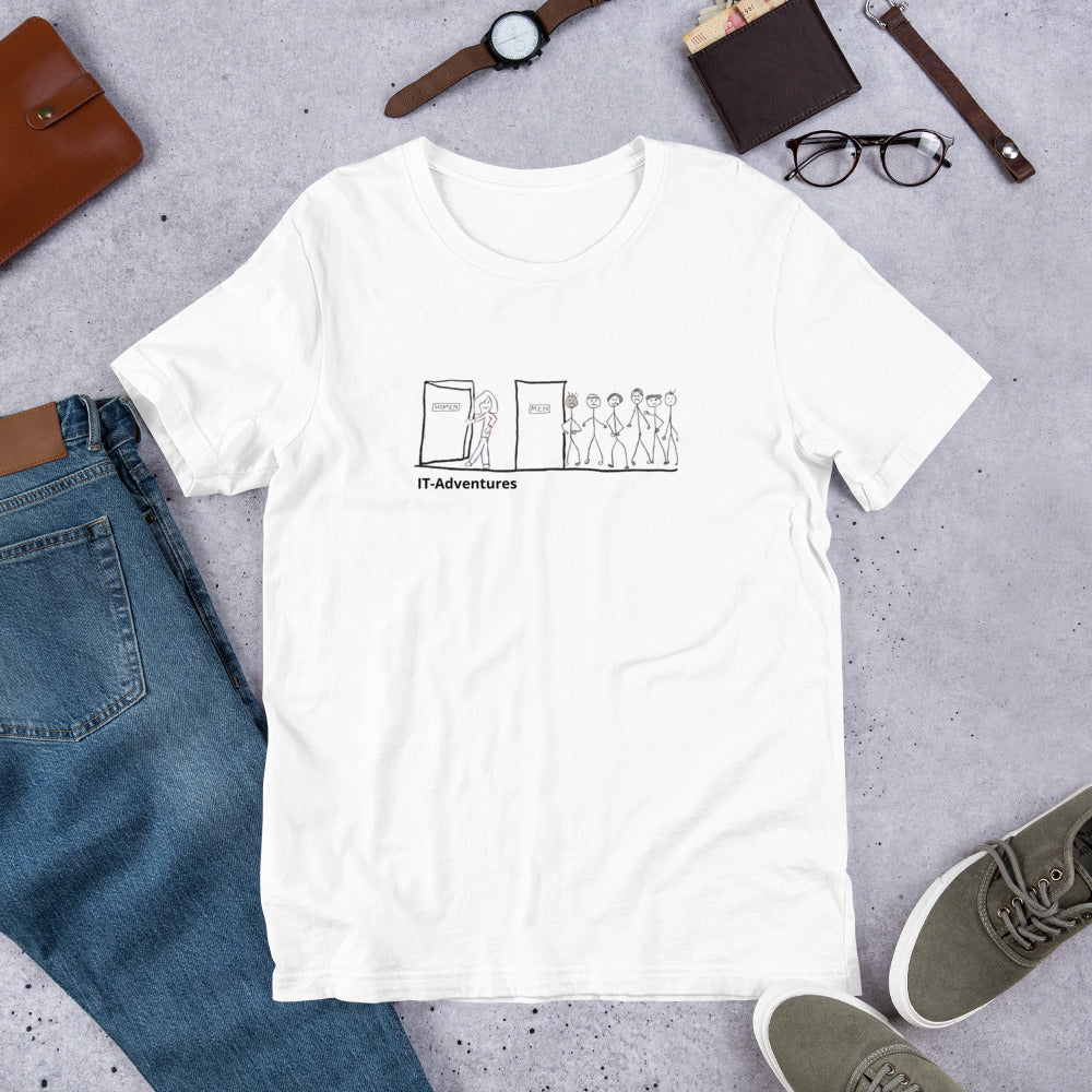 Women in IT Funny Bathroom Humor T-Shirt Funny Computer Shirt Geek Girls Gift Conference Tee
