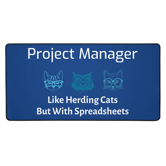 Large Blue Desk Mat for Project Managers