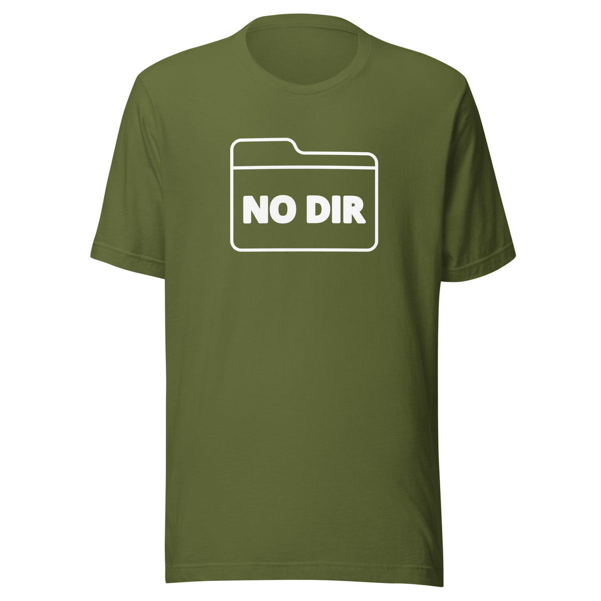 a T-Shirt that says NO DIR inside a folder graphic
