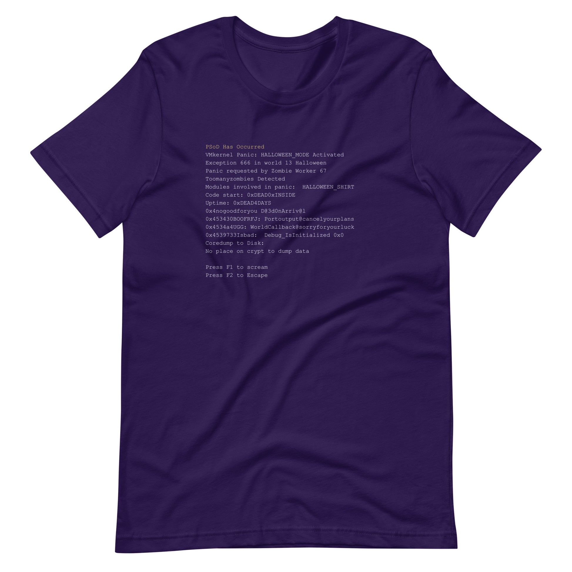 Purple Screen of Death PSOD Halloween costume shirt for VMware admins