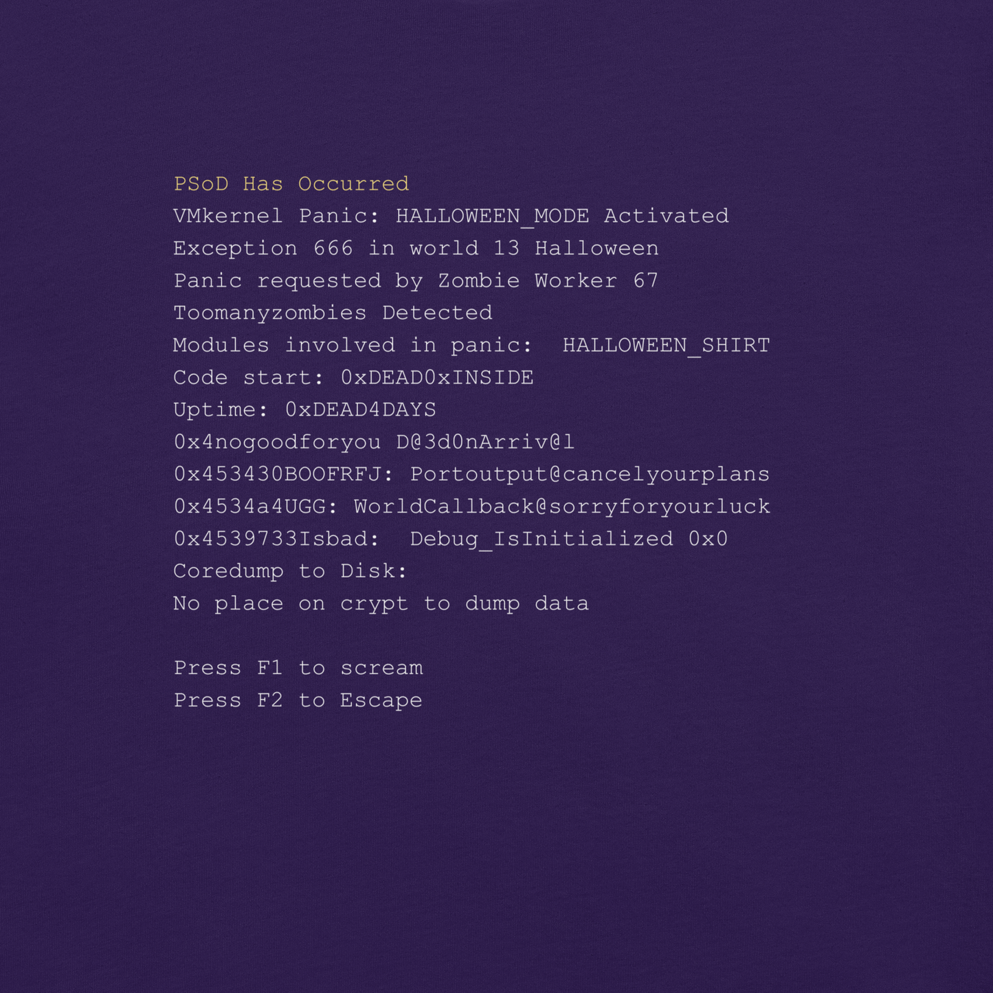 Sysadmin PSOD Funny Halloween Shirt