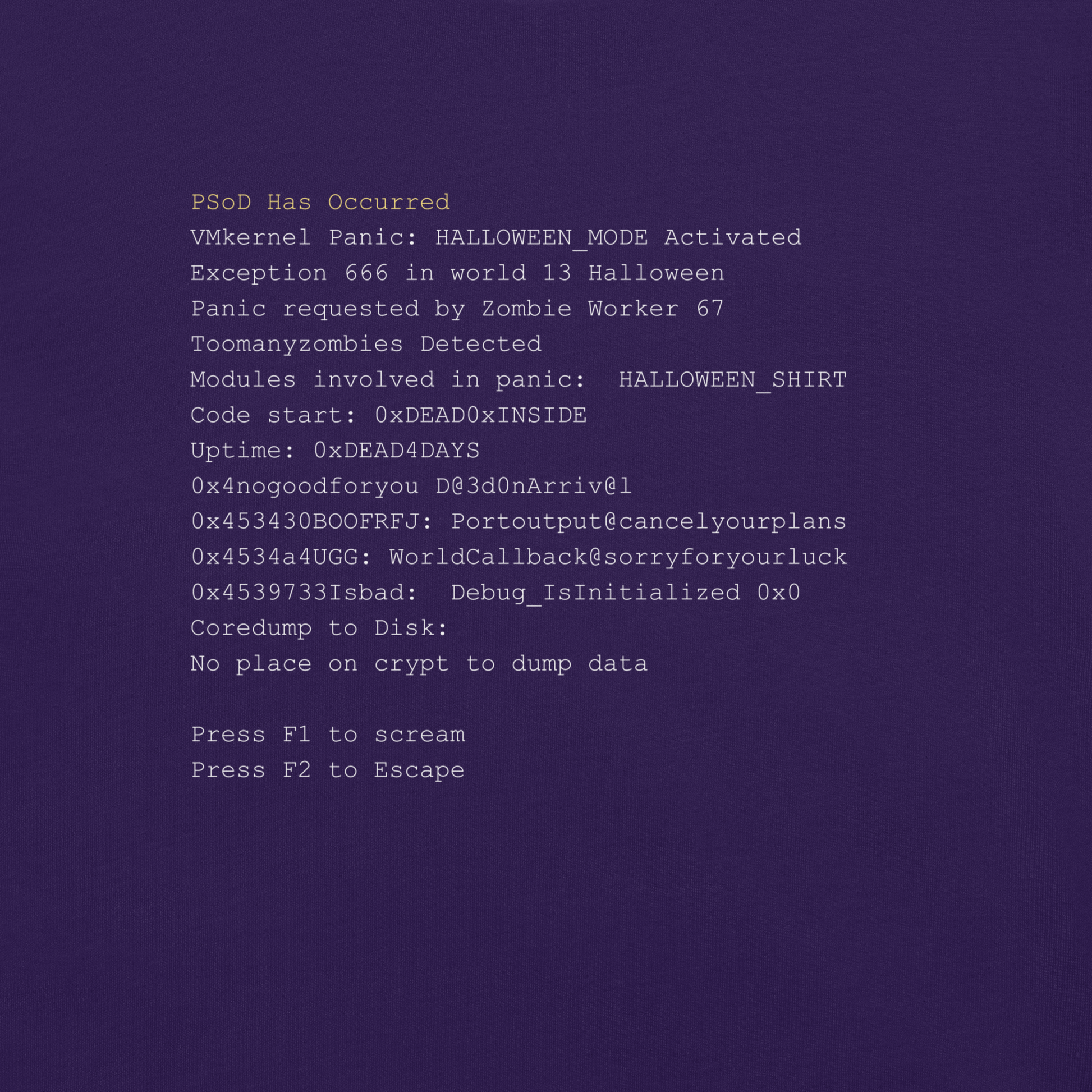 Sysadmin PSOD Funny Halloween Shirt