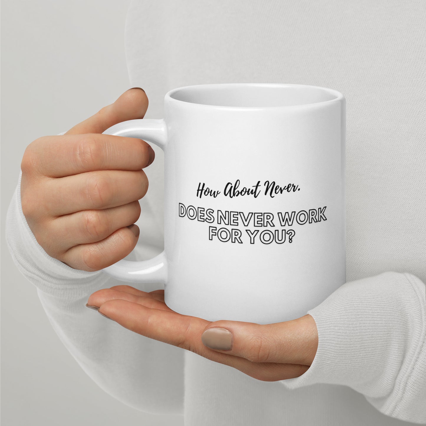 How About Never Funny Work Mug